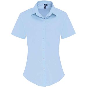 Premier Dames katoen popeline stretch overhemd met korte mouwen