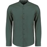 No Excess Shirt granddad solid with linen dark steel