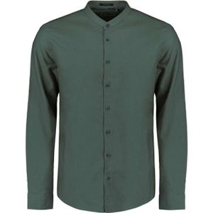 No Excess Shirt granddad solid with linen dark steel