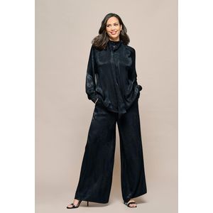 Bension - Blouse - Zwart - Jacquard - Opstaand Kraagje