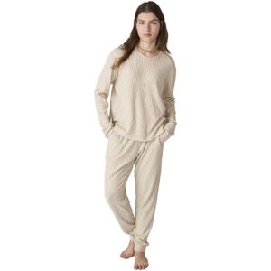 JJBFP2000 Geribde damespyjama met lange mouwen