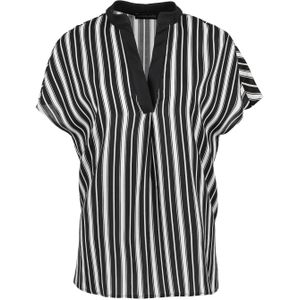 Blousetops - Mouwloze Top - Blauw-Wit Gestreept - Geweven Viscose