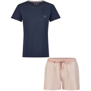 By Louise - Dames Korte Pyjama Set - Blauw - Shortama