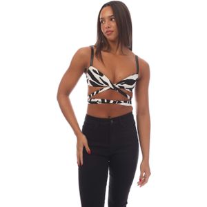 Women's Off White Zebra VI Twisted Lace Up Top in White Black