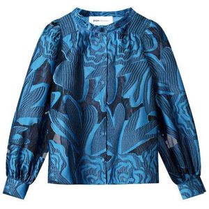 POM Amsterdam - Blouse - Blauw - Polyester - Rechte Mouwen - Ronde Hals