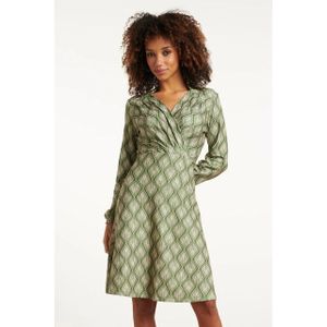 Smashed Lemon - Bladerenprint - Jurk - Army en Off-white - Boven de Knie