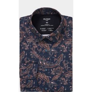 OLYMP - 24/7 Luxor - Overhemd - Marine Blauw - Strijkvriendelijk - Modern Fit