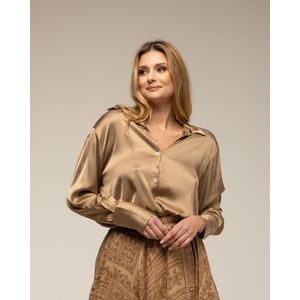 Zijden Overhemd - Shirt met Knoopsluiting - Brede Manchetten