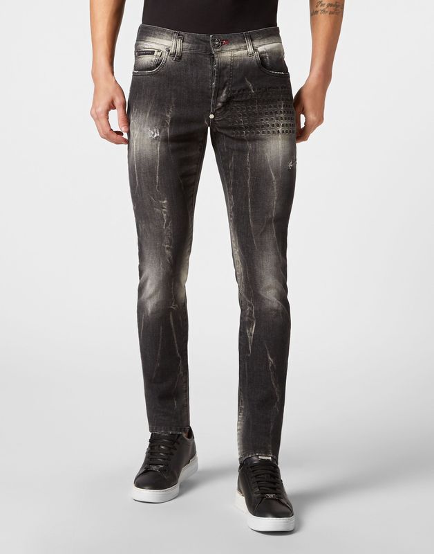 Philipp Plein - Amangiri Grijs - Jeans - Super Straight Cut - Stretch Denim