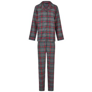 Happy Shorts Dames kerst pyjama set shirt + broek grijs/groen geruit