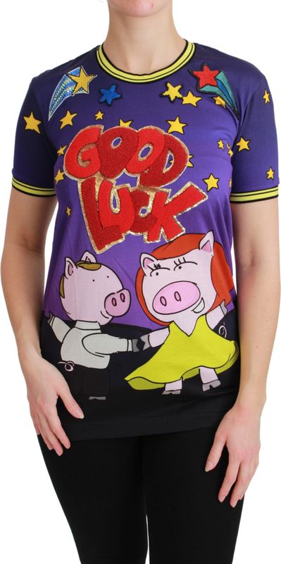 Dolce Gabbana - TSH4554 - T-shirt - Paars - Year of the Pig Motief