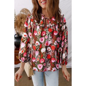 Bloemige Rimpelrand Blouse