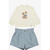 Mayoral - Meisjes Set - Blue Bell - Longsleeve met Hondenprint en Short