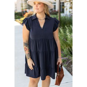 Gelaagde Mini jurk met Rimpeldetail