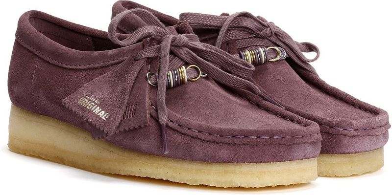 Clarks - Wallabee - Leren Schoenen - Lila - Plat - Veters
