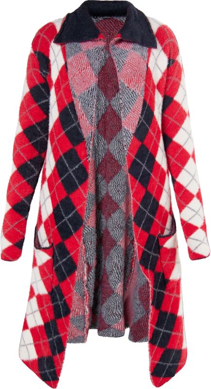 myMo - ROCKS - Gebreid Vest - Bloedrood / Zwart / Wit