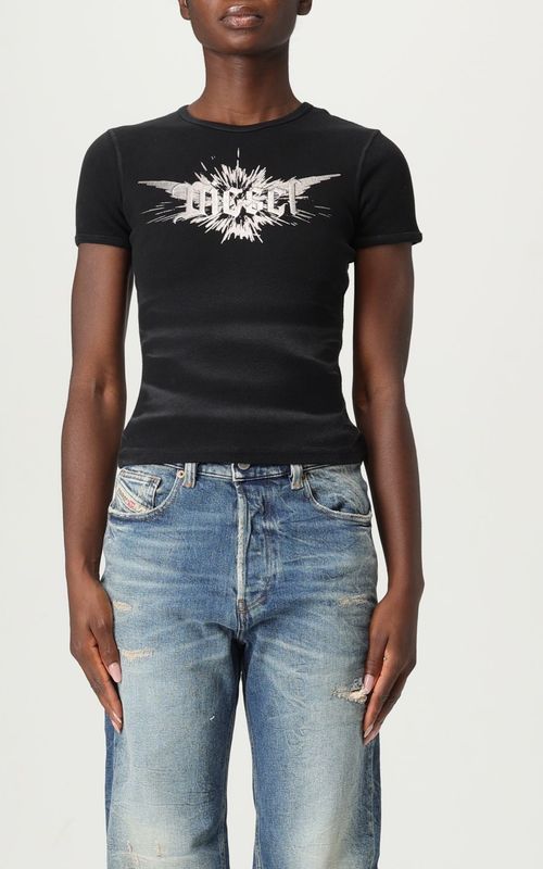 Diesel, Dames, Tops, Zwart, Maat: M Katoen,