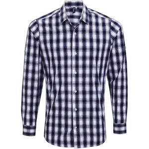 Premier Heren mulligan geruit katoenen overhemd met lange mouwen