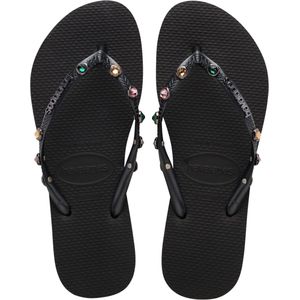 Havaianas Slim luxury swarovski-kristallen | black teenslippers dames