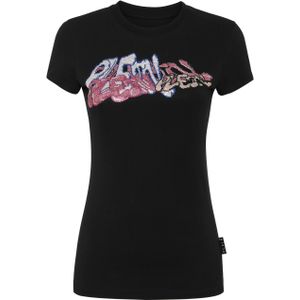 Philipp Plein - T-Shirt Slim Fit Bombing Graffiti - Zwart - Dames - Katoen