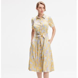 Grafische afdruk satijnen shirtjurk