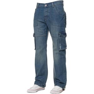 Kruze - Cargo Combat Jeans - Blauw - Heren - Multi Pocket