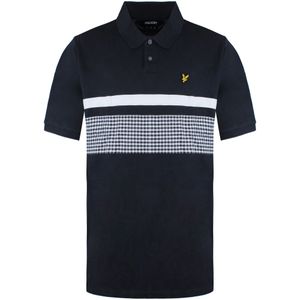 Lyle & Scott - Gingham Yoke Stripe - Poloshirt - Navy/Wit