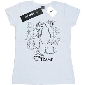 Li-cense Disney dames lady and the tramp collage schets katoenen t-shirt