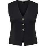 Only - Onlnaomi - Sweatvest - Zwart - Mouwloos - Goudkleurige Knopen