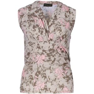 Mouwloze Top - Zachtroze - Polyamide Jersey - Bloemenmotief