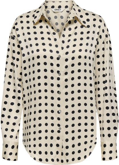 Only, Dames, Blouses & Shirts, Beige, Maat: XS Satijn,