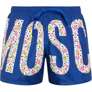Moschino - Korte Zwemshort - Helderblauw - Bloemenprint Logo