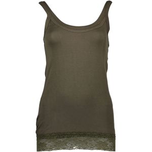 Silvian Heach - Tanktop - Groen - Dames - Met Kanten Inzetstuk