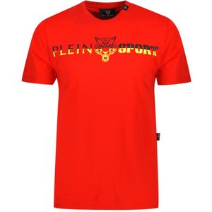 Plein Sport - Korte Mouw T-shirt - Rood - Heren - Katoen
