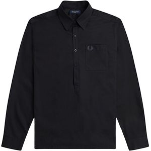 Fred Perry - Popover Overhemd - Zwart - Lange Mouwen