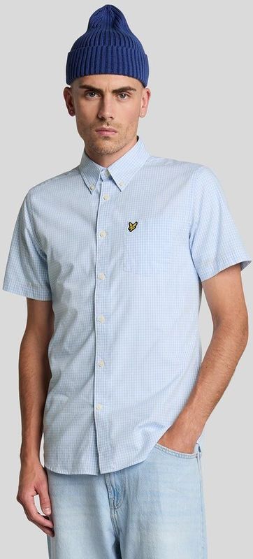Lyle & Scott - Korte Mouw Slim Fit Gingham Overhemd - Blauw