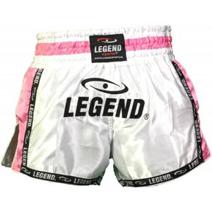 Legend Sports Kickboks broekje meisjes/dames wit-roze satijn
