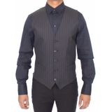 Dolce & Gabbana Zwart Gestreepte Wol Zijde Jurk Vest Gilet