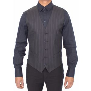 Dolce & Gabbana Zwart Gestreepte Wol Zijde Jurk Vest Gilet