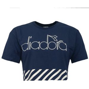 Diadora - Crop T-shirt - Navy - Dames - Korte Mouw - Katoen