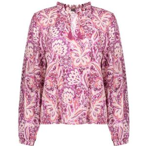 Geisha - Top 53912-20 - Dames Top - Roze en Wit - Verfijnde Details