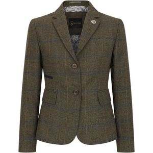 Dames - Olijfgroen - Tweedblazer - Visgraatmotief