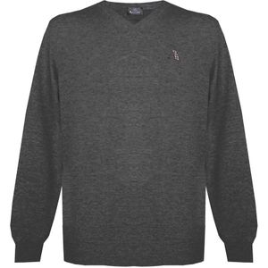 Aquascutum - Longsleeves - Ultra Donkergrijs - V-hals Knitwear Jumper Met Logo