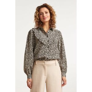 Smashed Lemon - 23510 - Blouse - Zwart-wit - Ditsy Bloemenprint