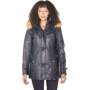 Dames - Gewatteerd Leren Parkajack - Brussel