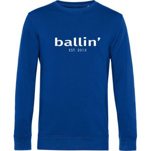 Heren Sweaters met Ballin Est. 2013 Basic Sweater Print - Blauw - Maat XS