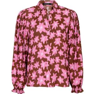 Ydence - Alyssa Ws2552 - Blouse - Bruin - Bloemenpatroon