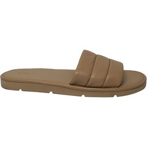 Vince Olina Gequiltte Slide Sandalen in Beigekleurig Leer