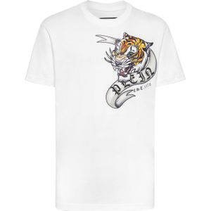 Philipp Plein - T-Shirt - Wit - Tattoo patroon - Katoen