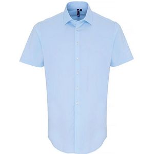 Premier Heren poplin stretch overhemd met korte mouwen